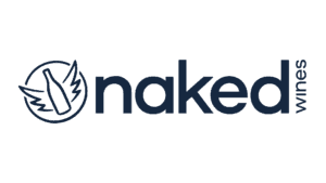 Naked Wines logo with winged wine bottle icon representing innovative wine delivery service