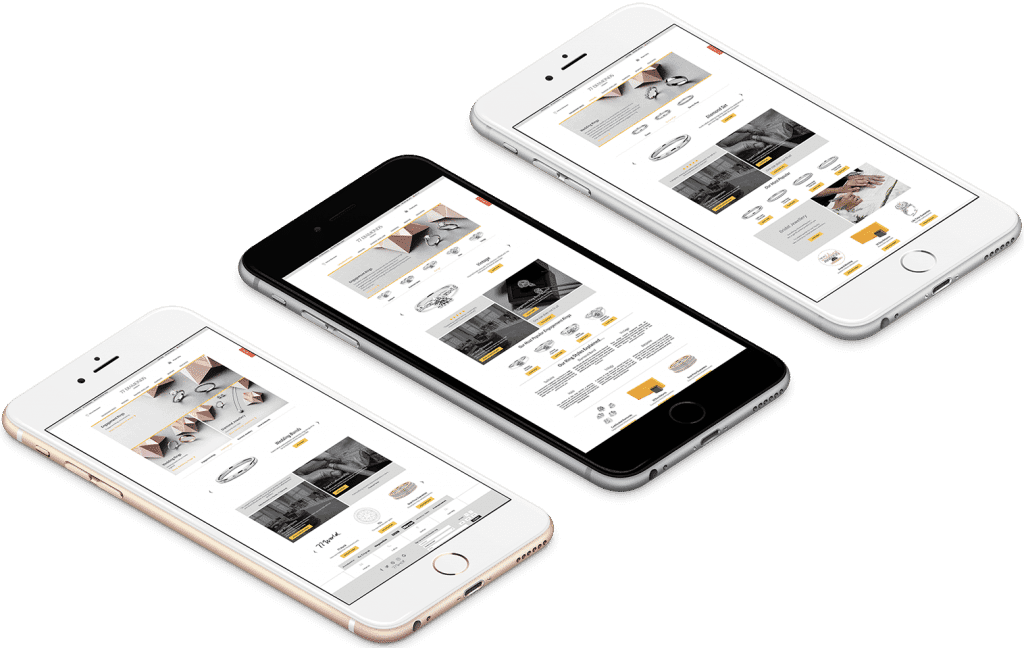 Three smartphones displaying a Salience search marketing website on screens.