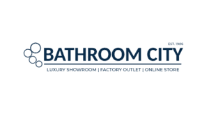 Bathroom City logo with bubble design, luxury showroom factory outlet and online store