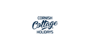 Cornish Cottage Holidays logo in navy and white with script lettering