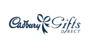 Cadbury Gifts Direct logo with ribbon bow symbol and dark blue branding