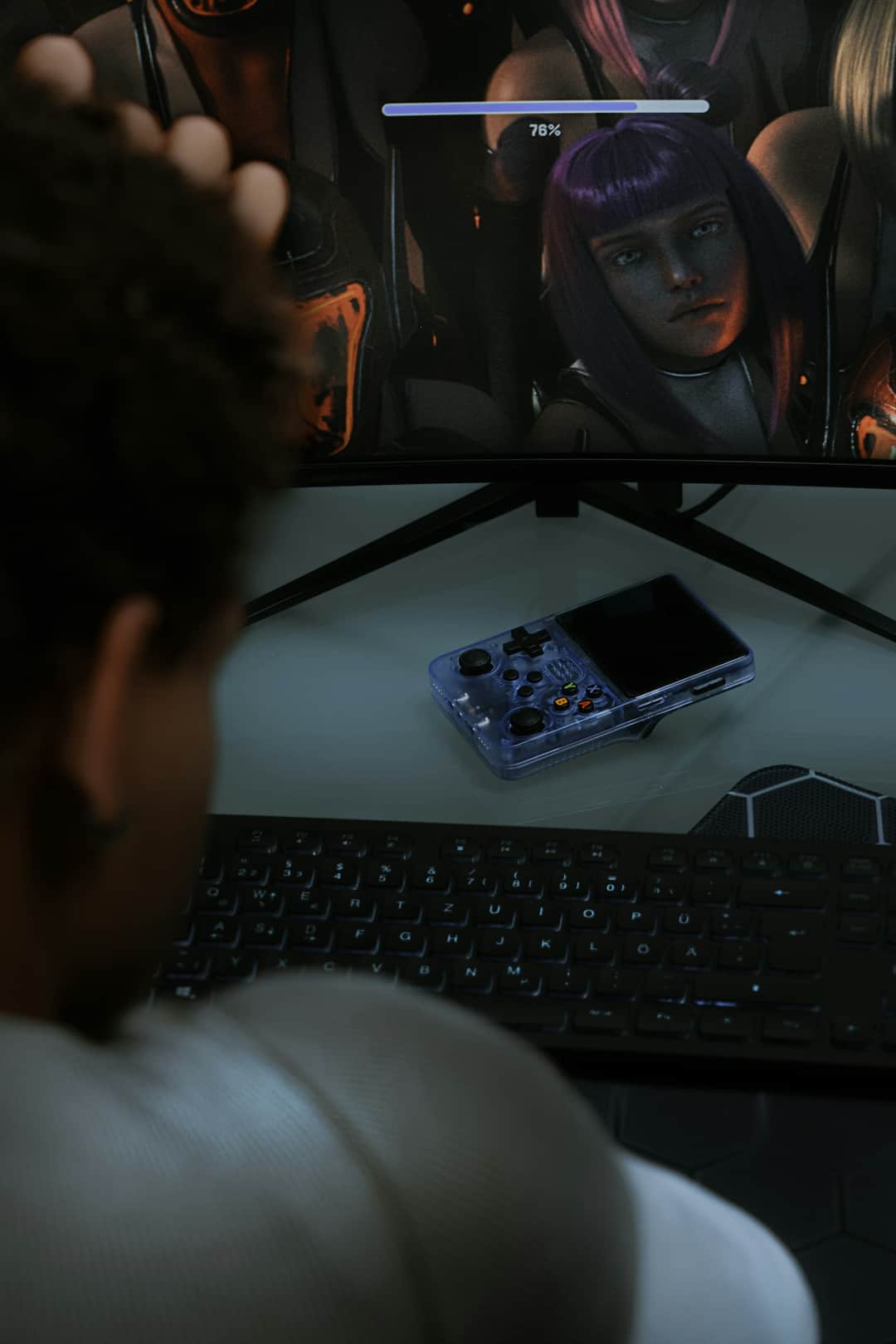 Content creator recording video on smartphone pointed at monitor for YouTube video ranking