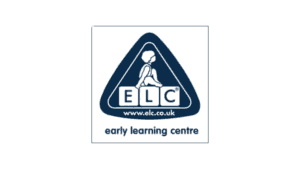 Early Learning Centre logo with child reading inside triangular design