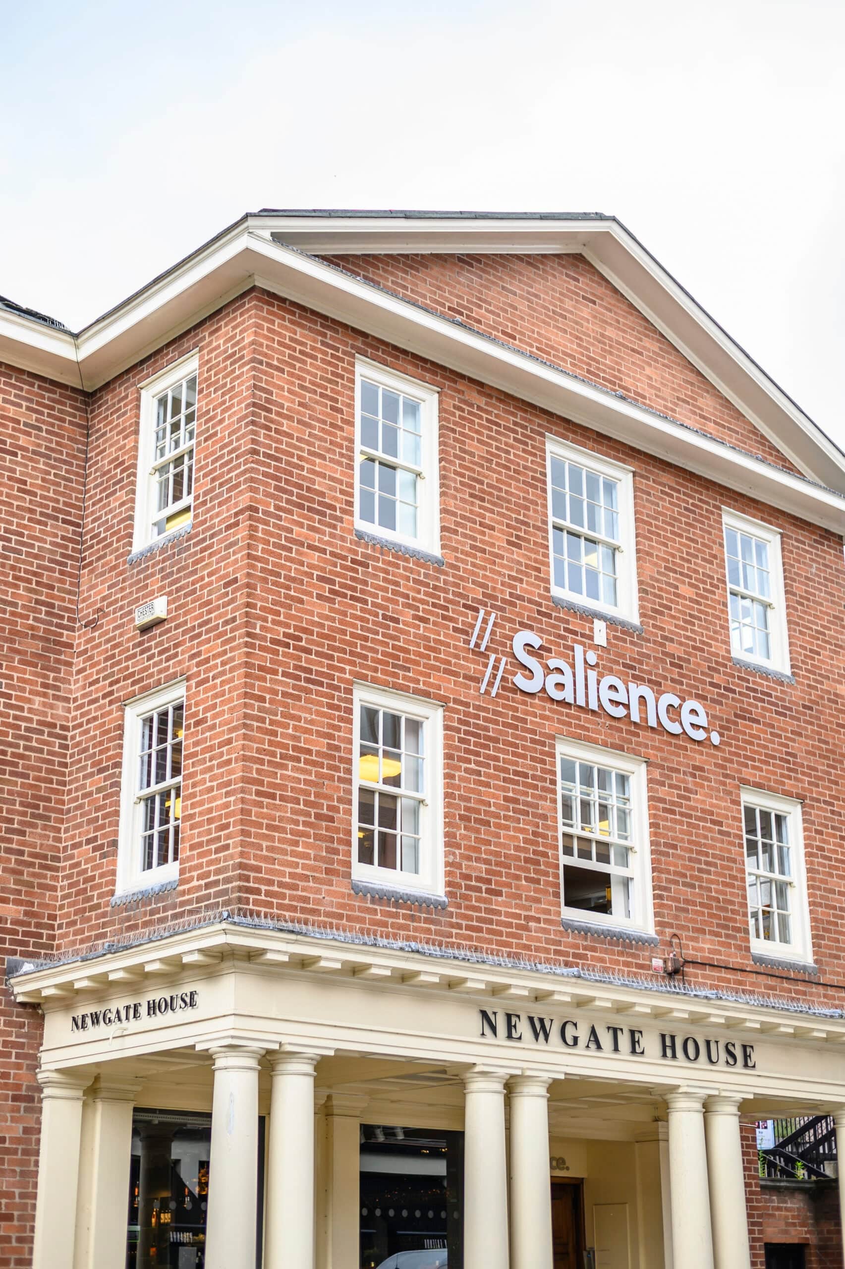 Salience marketing agency building exterior with logo on Newgate House.