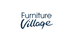 Furniture Village brand logo in dark blue with serif and script styling