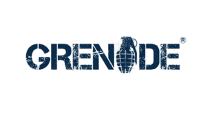 Grenade brand logo with hand grenade icon replacing the O