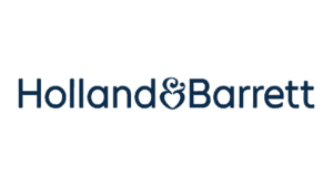 Holland & Barrett brand logo featuring navy text and stylized ampersand