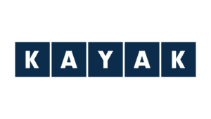 Kayak logo with five navy squares and white letters