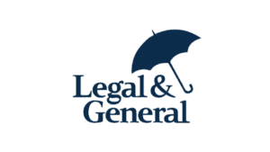 Legal & General logo featuring a blue umbrella graphic