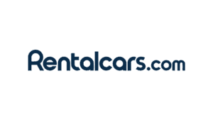 Rentalcars.com logo in blue on a transparent background