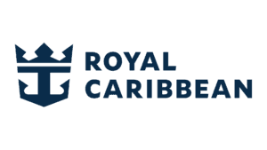 Royal Caribbean logo featuring a stylized crown and anchor design in navy blue.