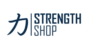 Strength Shop logo featuring kanji strength symbol and wordmark