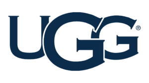 UGG brand logo in dark navy blue with registered trademark symbol