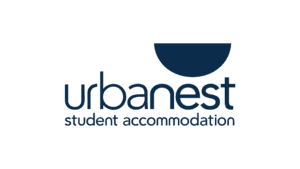 Urbanest student accommodation logo with crescent shape.