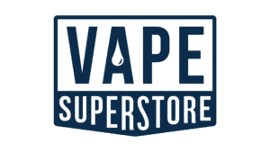Vape Superstore logo badge in navy with bold white text