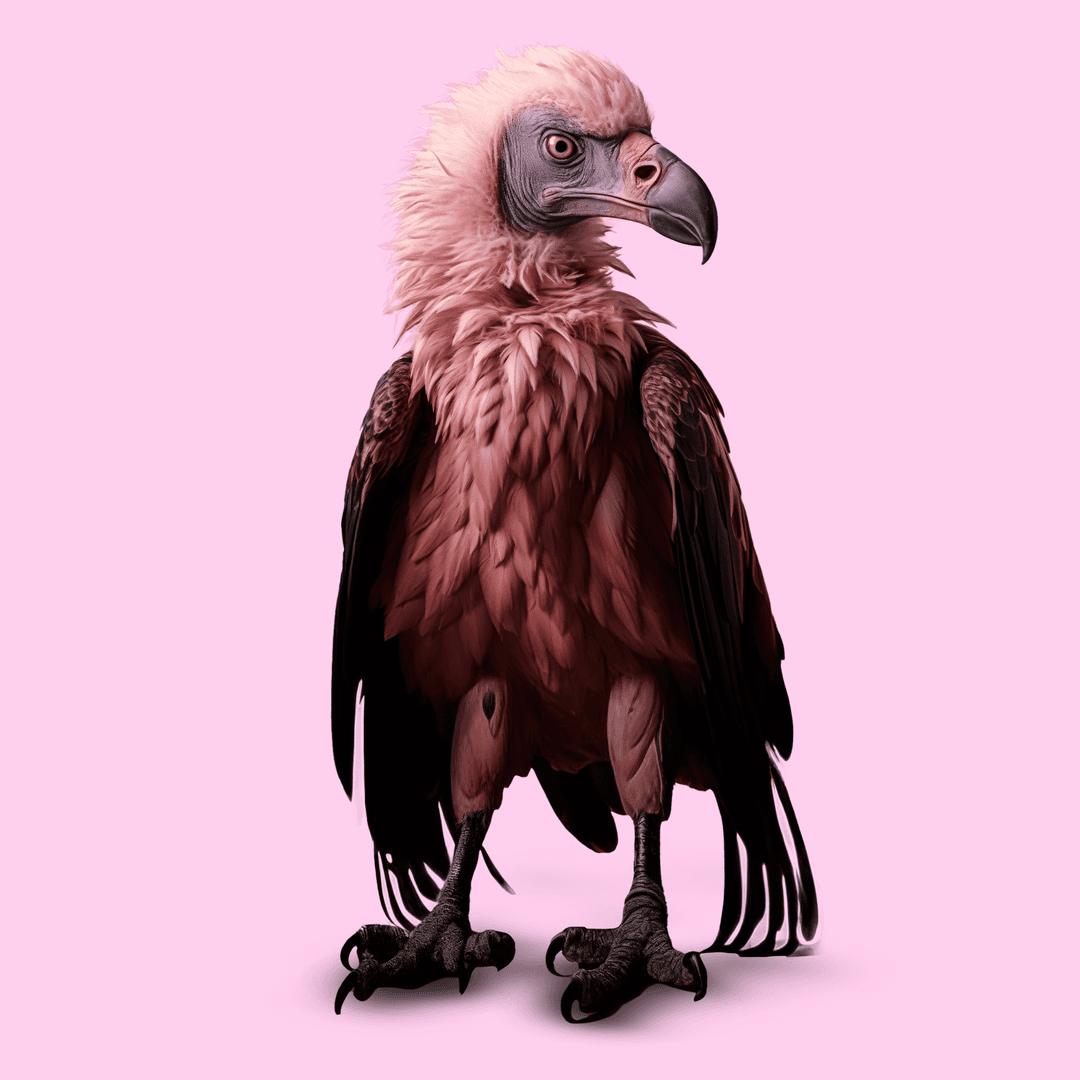 Pink vulture against a pastel background reflecting strategic opportunities in competitor analysis.