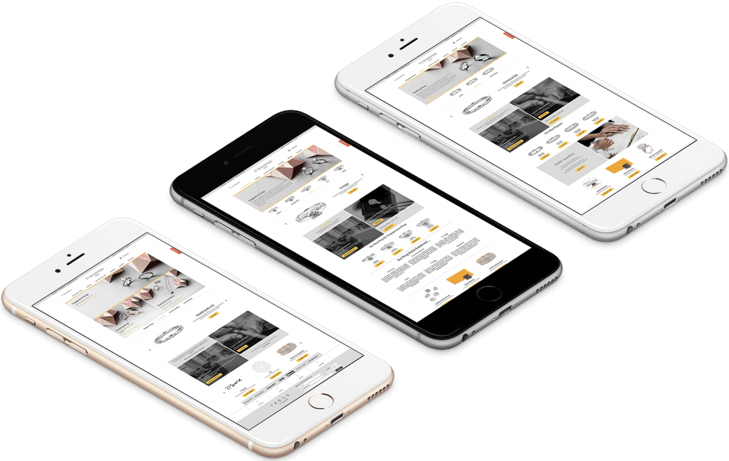 Three smartphones displaying a Salience search marketing website on screens.