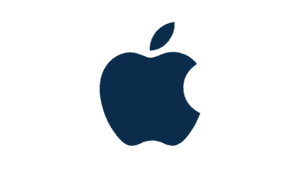 Apple logo with leaf in navy blue