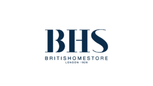 BHS British Home Store logo in navy text with London 1928 establishment date