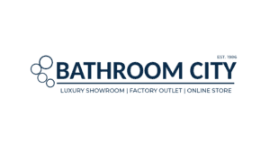 Bathroom City logo with bubble design, luxury showroom factory outlet and online store