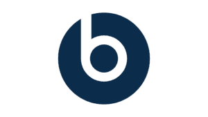 Beats logo with white lowercase b symbol in dark blue circle