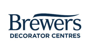 Brewers Decorator Centres logo in dark blue with decorative swoosh design
