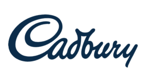 Cadbury logo in dark blue cursive script