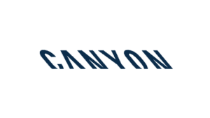 Canyon brand logo with dynamic diagonal striped pattern