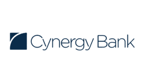 Cynergy Bank logo with blue graphic icon on Salience marketing page.