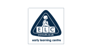Early Learning Centre logo with child reading inside triangular design