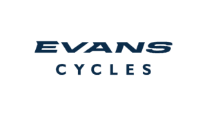 Evans Cycles logo featuring navy blue text