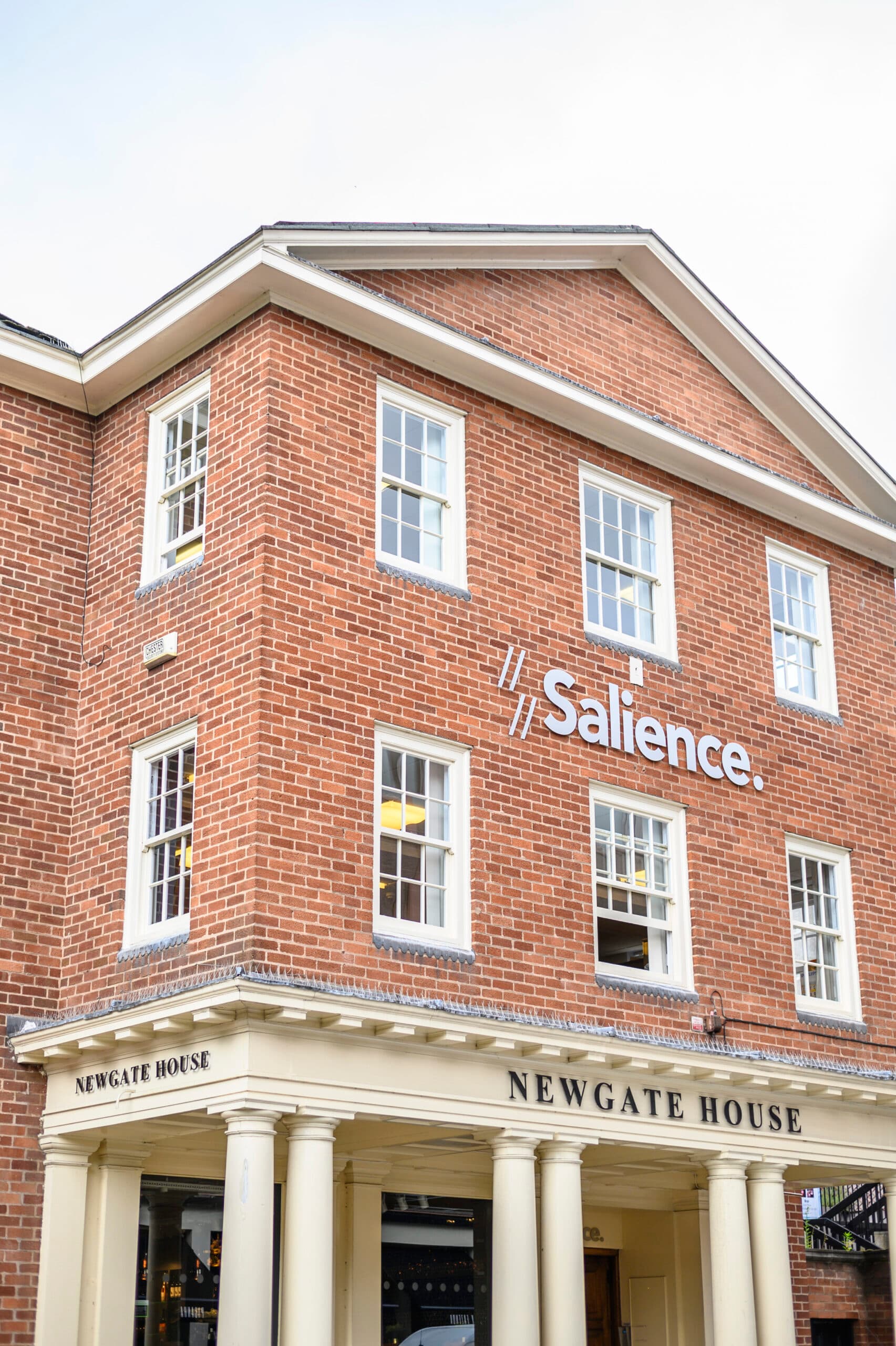 Salience marketing agency building exterior with logo on Newgate House.
