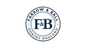 Farrow & Ball logo - navy circular badge with F&B initials and Dorset England text