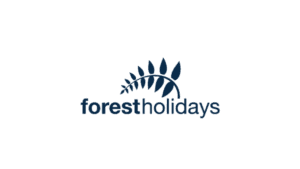 Forest Holidays travel brand logo with sun and feather leaf design