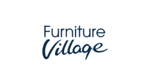 Furniture Village brand logo in dark blue with serif and script styling