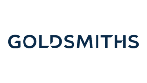 Goldsmiths luxury brand wordmark in dark blue