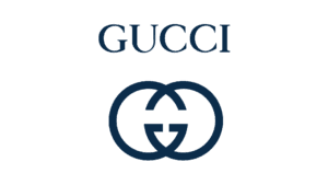GUCCI logo with double G emblem, relevant to luxury branding in search marketing strategies.