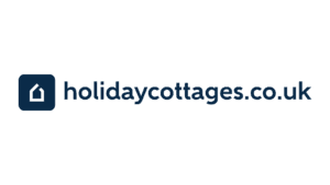 Holiday Cottages logo featuring house icon and UK domain