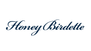Honey Birdette logo in navy cursive script font