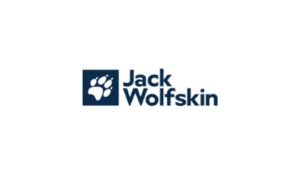 Jack Wolfskin logo featuring white paw print in dark blue square