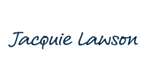 Jacquie Lawson logo in handwritten script font