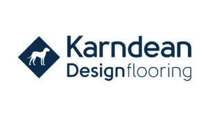 Karndean Designflooring logo with blue text and dog silhouette icon.