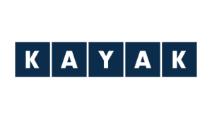 Kayak logo with five navy squares and white letters
