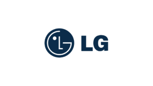 LG logo in dark blue with circular emblem design
