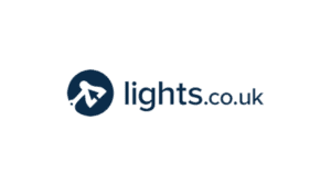 Lights.co.uk logo with white cursor icon in navy blue circle