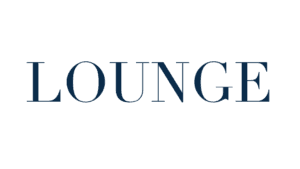 Lounge logo with navy serif typography