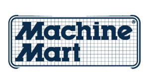 Machine Mart logo in blue with geometric grid pattern