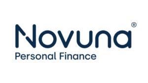 Novuna Personal Finance logo in dark blue featuring company name and registered trademark