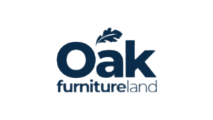 Oak Furniture Land logo with oak leaf symbol in dark blue