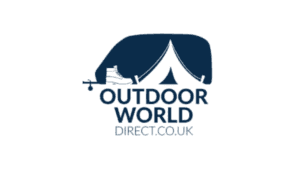 Outdoor World Direct logo featuring camping tent and caravan van